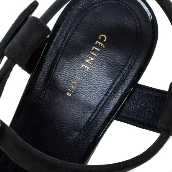 Celine Green Patent Leather And Suede Ankle Strap Open Toe Platform Sandals 37 - Picture 6 of 8